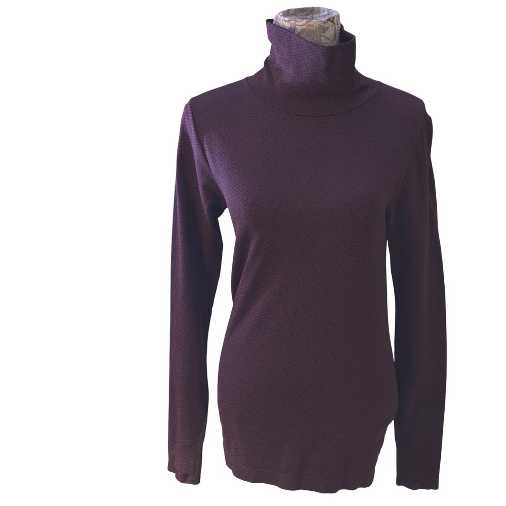 Athleta Burgundy Textured Turtleneck Long Sleeve Top Size M